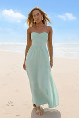 Wishful Seasons Strapless Maxi Dress Green
