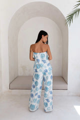 Deep Seas Strapless Top Blue