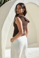 Sudden Clarity Mesh Top Brown