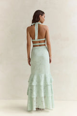 Heartbeat Haze Halter Maxi Dress Sage