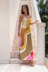 Tropical Daze Strapless Maxi Dress Green