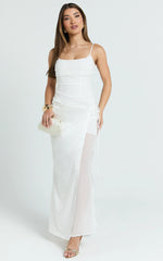Jordyn Maxi Dress - Square Neck Halter Column Dress in White