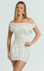 Lioness - Sweetheart Mini Dress - In Cream Polka