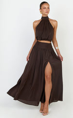 Melanie Top - Halter Neck Top in Brown