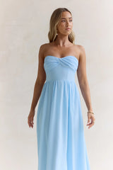 Wishful Seasons Strapless Maxi Dress Blue