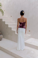 Sunset Blooms Strapless Top Plum