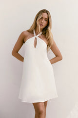 Coconut Sips Halter Mini Dress White