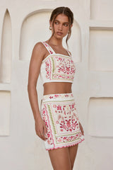 Mosaic Crop Top White Multi