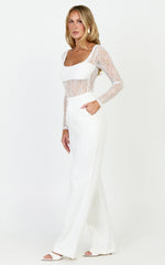 Cynthia Bodysuit - Long Sleeve Lace Bodysuit in Cream