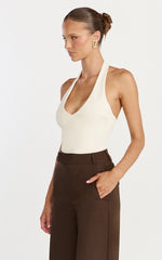 Rachel Top - Halter Fitted Top in Cream