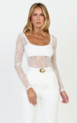 Cynthia Bodysuit - Long Sleeve Lace Bodysuit in Cream