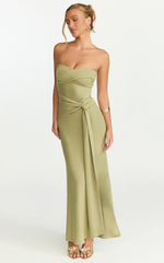 Aria Midi Dress - Strapless Tie Waist Dress in Sage