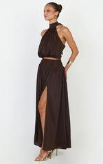 Melanie Top - Halter Neck Top in Brown