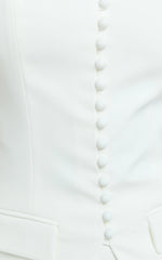 Monroe Two Piece Set - Strapless Button Down Longline Vest Top and High Waisted Mini Skirt in White