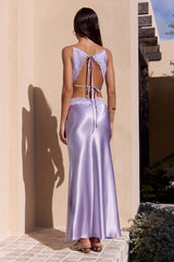 City Silhouettes Satin Maxi Dress Lilac