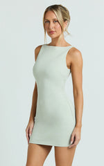 Bindi Boat Neck Bodycon Mini Dress in Sage