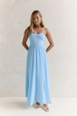 Wishful Seasons Strapless Maxi Dress Blue