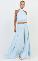 Melanie Top - Halter Neck Top in Pale Blue