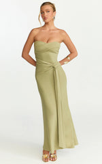 Aria Midi Dress - Strapless Tie Waist Dress in Sage