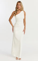 Criselda Maxi Dress - One Shoulder Maxi Dress in White