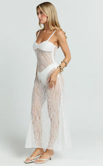 Safiya Midi Dress - Sweetheart Lace A Line Dress With Slip in White