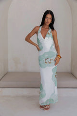 Seasons Pass Mesh Halter Maxi Dress White