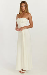 Aria Midi Dress - Strapless Tie Waist Dress in Off White