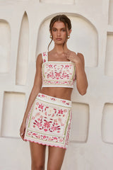 Mosaic Crop Top White Multi