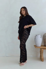 Date In Soho Sheer Lace Maxi Skirt Black