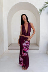 Bloom At Dawn Mesh Top Plum