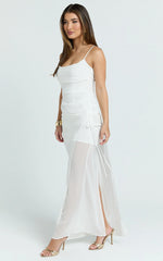 Jordyn Maxi Dress - Square Neck Halter Column Dress in White
