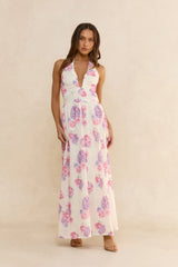 Hydrangea Haven Halter Maxi Dress Floral