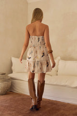 Isadora Strapless Mini Dress Beige