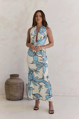Light The Ocean Halter Maxi Dress Blue