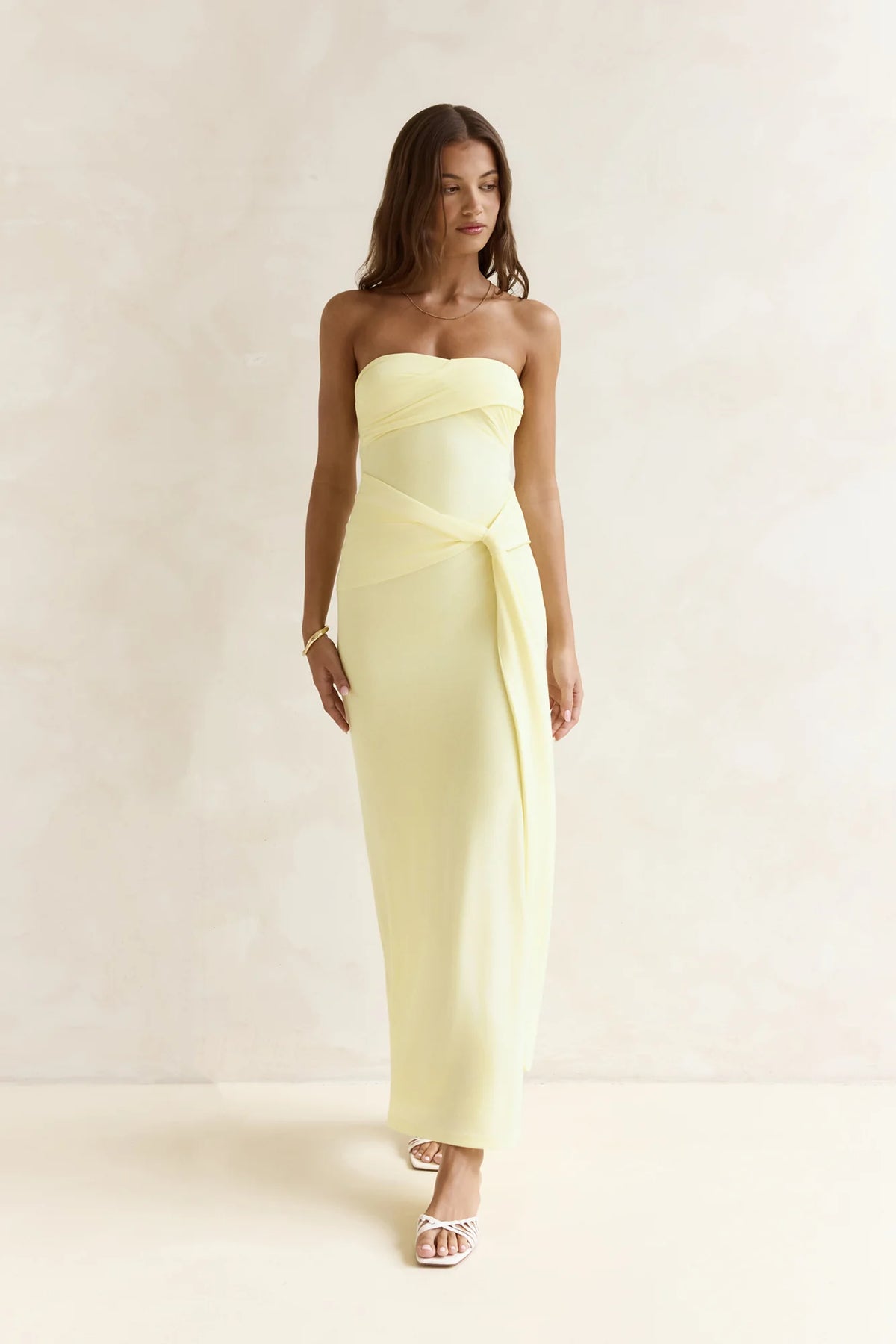 Follow You Strapless Maxi Dress Yellow