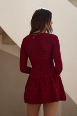 Pretty Portrait Long Sleeve Mini Dress Wine