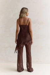 Evening Foreshore Lace Satin Set Brown